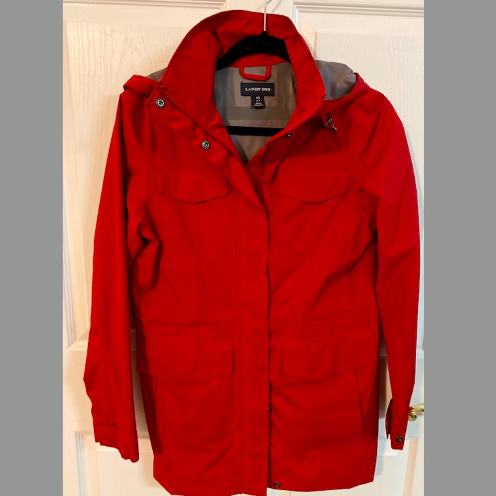 Ladies Raincoat, Lands End, Size XS (2-4), Red